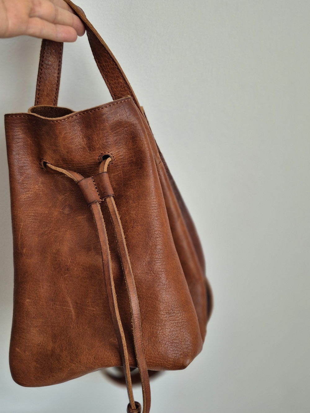 Madewell The Somerset Mini Brown Leather Drawstring Backpack